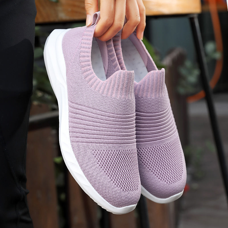 Women Vulcanized Shoes High Quality Women Knitted Casual Sneakers Slip On Flats Shoes Women's Loafers Walking Shoes