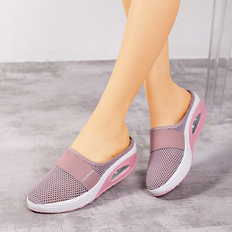 Summer Women Casual Shoes Breathable Mesh Half Shoes Women Platform Mesh Sneakers Ladies Slip on Half Loafers Chaussure Femme