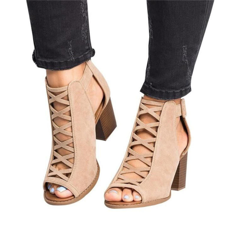 Fashion Women Sandals Summer New Hot Female Fish Mouth Exposed Toe High-Heeled Sandals Ladies Shoes Plus