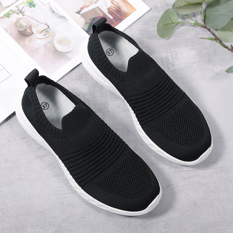 Women Vulcanized Shoes High Quality Women Knitted Casual Sneakers Slip On Flats Shoes Women's Loafers Walking Shoes