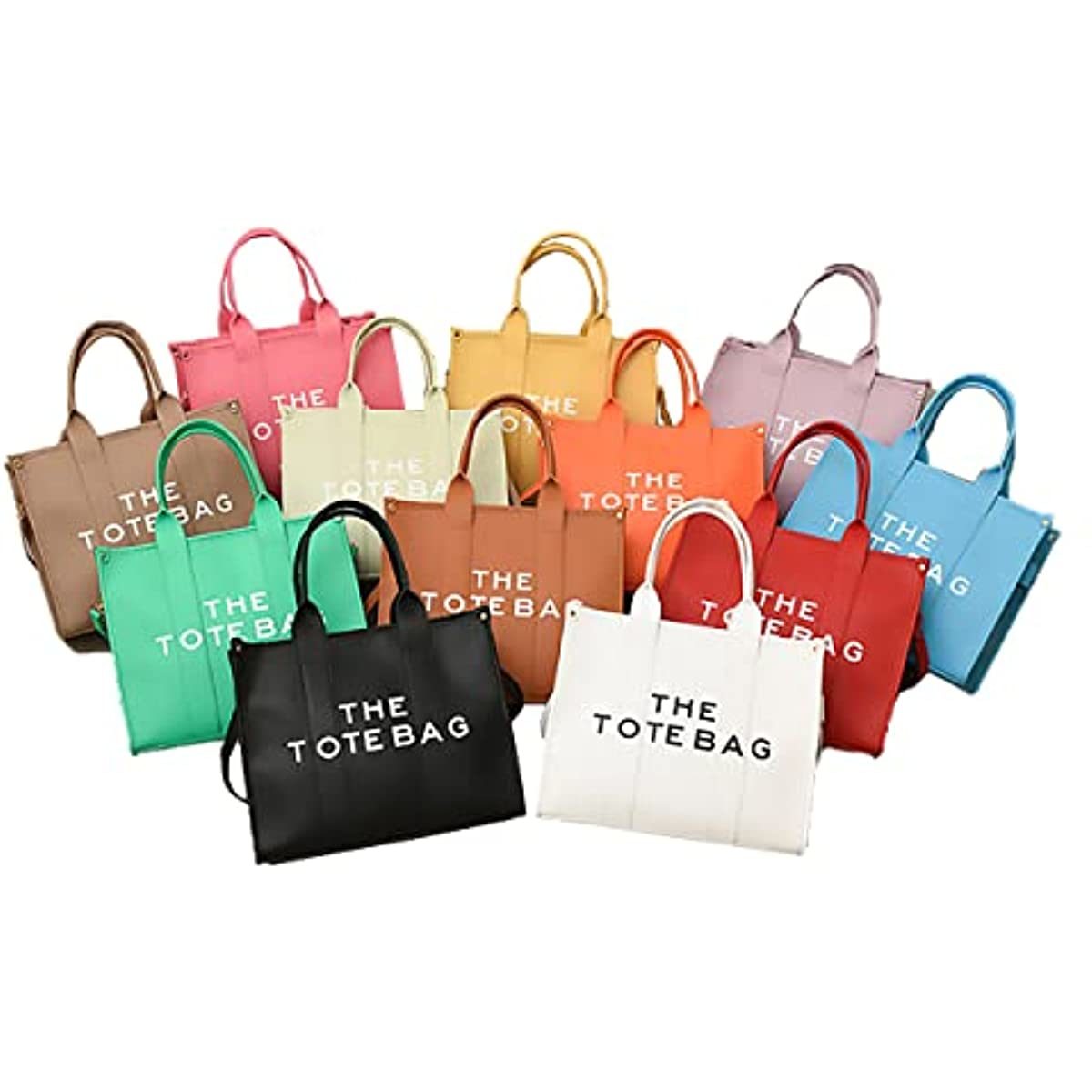 Roecytu PU Tote Bag for Women Simple Large-capacity Tote Bag Crossbody Tote Bag Messenger bag Handbag Zipper Fashion Tote Bag