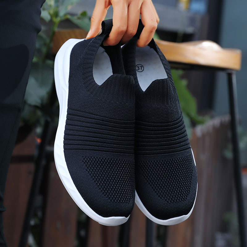 Women Vulcanized Shoes High Quality Women Knitted Casual Sneakers Slip On Flats Shoes Women's Loafers Walking Shoes