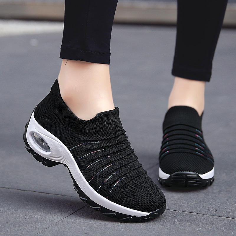 Fashion Casual Shoes Women Knitted Platform Ladies Sneakers Slip on Wedge Loafers Outdoor Tenis Shoes For Women Zapatos De Mujer