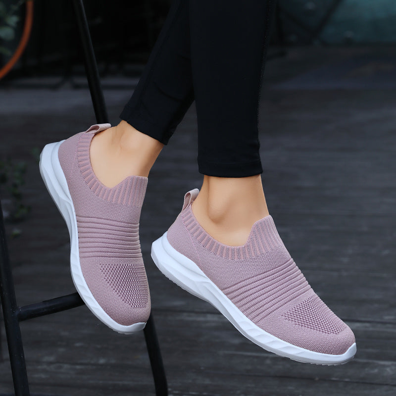 Women Vulcanized Shoes High Quality Women Knitted Casual Sneakers Slip On Flats Shoes Women's Loafers Walking Shoes