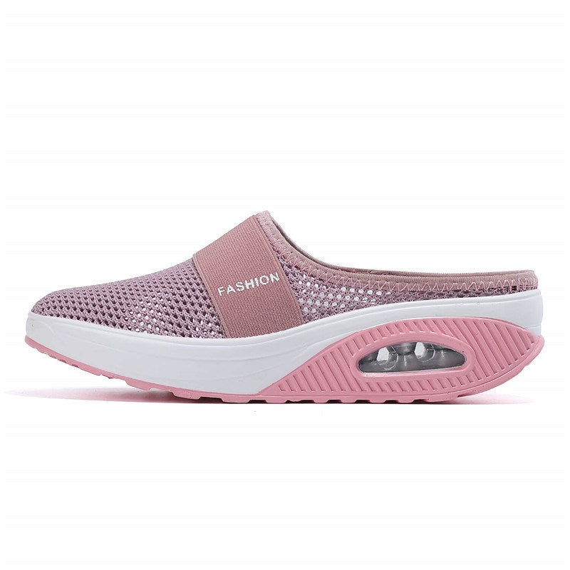 Summer Women Casual Shoes Breathable Mesh Half Shoes Women Platform Mesh Sneakers Ladies Slip on Half Loafers Chaussure Femme