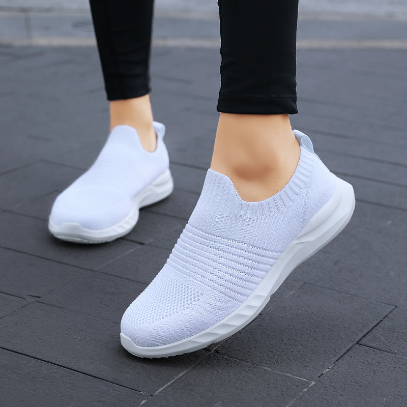 Women Vulcanized Shoes High Quality Women Knitted Casual Sneakers Slip On Flats Shoes Women's Loafers Walking Shoes