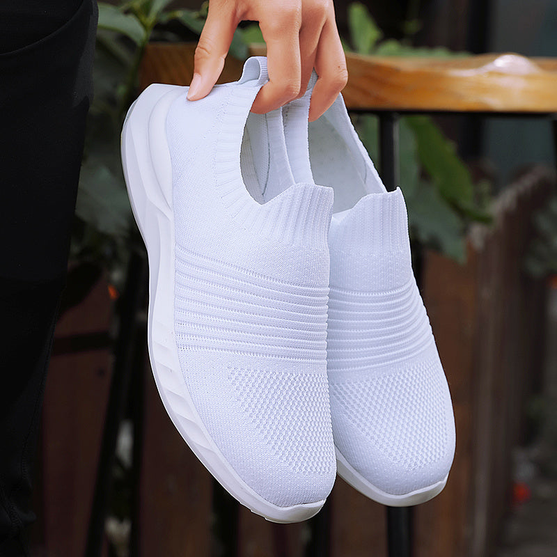 Women Vulcanized Shoes High Quality Women Knitted Casual Sneakers Slip On Flats Shoes Women's Loafers Walking Shoes