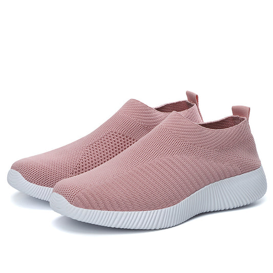 Women's Vulcanized Shoes Knitted Sneakers Ladies Flats Loafers Slip-on Female Casual Sock Shoes Walking Shoes Zapatillas Mujer